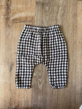 NWT Quincy Mae Brown and Cream Gingham Baby Pants | size 0-3